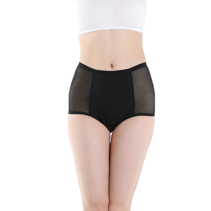 Women's Mid Waist Tulle Panel Panties Impermeable Panties