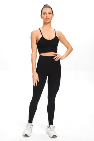 AB Yarn Seamless Sports Yoga Gym Vest Fitness 2 Piece Workout Outfit - Onnty