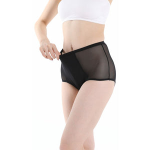Women's Mid Waist Tulle Panel Panties Impermeable Panties