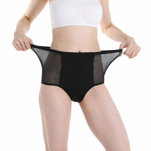 Women's Mid Waist Tulle Panel Panties Impermeable Panties
