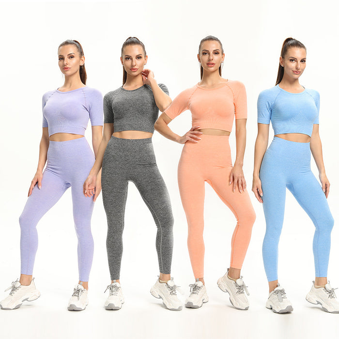 Yoga Solid Color Seamless Top ｜ Yoga Solid Color Seamless Trousers