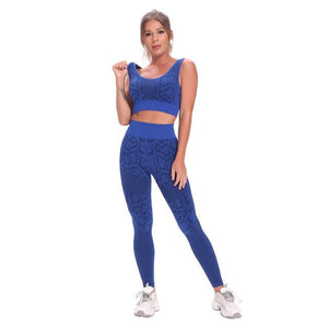 Serpentine Seamless Yoga Fitness 2 Piece Workout Sport Bra and Shorts Yoga Outfit Set - Onnty