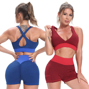 Honeycomb Jacquard Bra Gym Vest Tops Fitness Sports Seamless Yoga Bra Underwear - Onnty