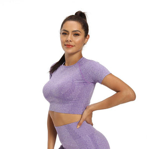 Little Short Sleeves Fitness Yoga Sport Gym Workout Crop Tops - Onnty