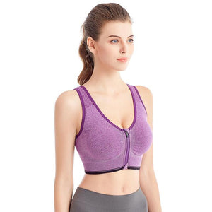 Front Zipper Sports Top Running Fitness Women&#39;s Bra Underwear Seamless Shockproof Brassiere Tops Breathable Sportswear Bralette