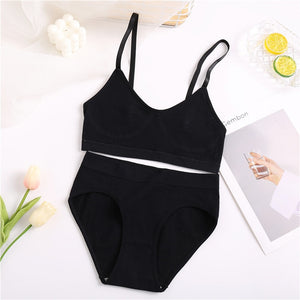 Women Seamless Tops Panties Set Soft Wireless Bra Set Comfortable Bralette Brazilian Underwear Suit Girls Fitness Tops