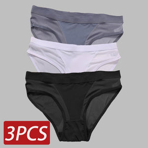 3PCS Seamless Hollow Out Women&#39;s Panties Women Briefs Transparent Low Waist Underwear Breathable Female Underpants Pantys M-2XL