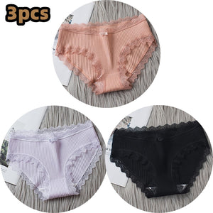 3PCS/lot Cotton Panties Women Comfortable Underwears Sexy Middle-Waisted Underpants Female Lingerie Big Size Ladies Briefs