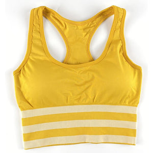 Women Seamless Yellow Tank Top Fitness Underwear Sports Vest Yoga Object Bras Jogging Gym Lingerie Female Crop Active Bralette