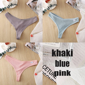 3PCS/Set Women&#39;s Panties G-string Thong Cotton Underwear Sexy Panties Female Underpants 6 Solid Color Pantys Intimates Lingerie