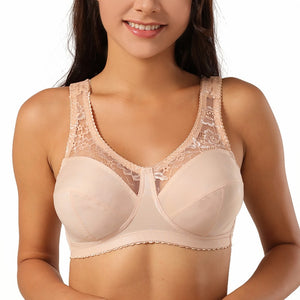 Women&#39;s Push Up Sexy Bra Lace Perspective Elastic Gathering Underwear Female Plus Size Ultra Thin Bralette Large Size Lingerie