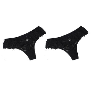 2Pcs/lot Women Sexy Lace Lingerie Temptation Low-waist Panties Embroidery Thong Transparent Hollow out Underwear Free shipping