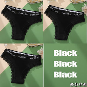 Lace Women&#39;s Panties Cotton Brazilian Panties Woman Sexy Ladies G-String Thongs Girls Plus Size M-2XL Panty 3PCS/Set