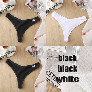 3PCS/Set Women&#39;s Panties G-string Thong Cotton Underwear Sexy Panties Female Underpants 6 Solid Color Pantys Intimates Lingerie