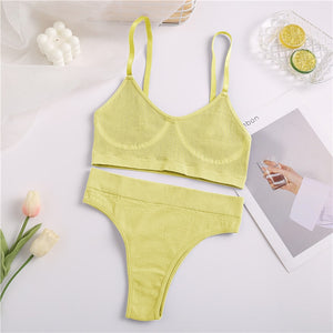 Women Seamless Tops Panties Set Soft Wireless Bra Set Comfortable Bralette Brazilian Underwear Suit Girls Fitness Tops