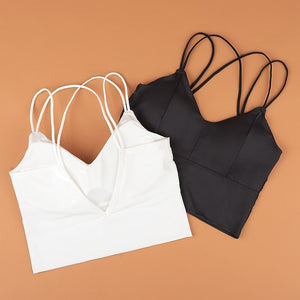 Ice Silk Beauty Back Sport Bras Women Cross Straps Top Wireless Underwear Push-Up Female Lingerie Sexy Fitness Yoga Leisure Vest