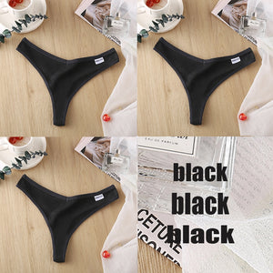 3PCS/Set Women&#39;s Panties G-string Thong Cotton Underwear Sexy Panties Female Underpants 6 Solid Color Pantys Intimates Lingerie