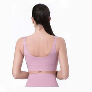 Lulu Butter Soft Fitness Bra Sexy Women Sports Top Female Tight Yoga Vest Solid Color U-shaped Back No Steel Ring With Chest Pad