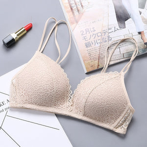 Wirefree Bra Women Push Up Sexy Underwear Thin Breathable Girls Bras Hollow Out Lace Brassiere