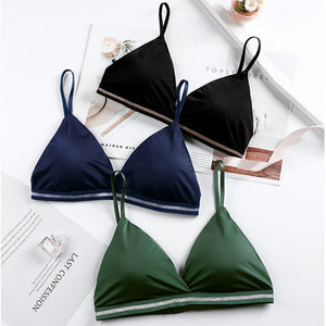 1set Women&#39;s Lingerie Bra Brief Sets Woman Bralette Active Bras Seamless Wire Free Ice Silk Bras Panties New Underwear For Woman