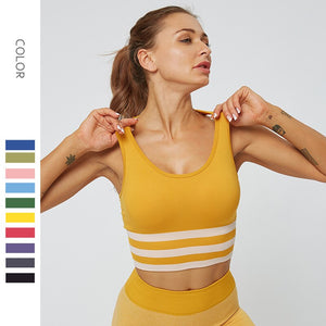Women Seamless Yellow Tank Top Fitness Underwear Sports Vest Yoga Object Bras Jogging Gym Lingerie Female Crop Active Bralette
