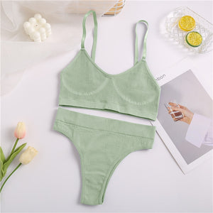 Women Seamless Tops Panties Set Soft Wireless Bra Set Comfortable Bralette Brazilian Underwear Suit Girls Fitness Tops