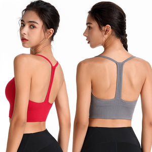Y-Type Sport Bra Women Plus Size Fitness Crop Tops Workout Women Yoga Underwear Back Gathering Breathable Yoga Sports Vest
