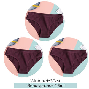 Women&#39;s Cotton Panties 3Pcs Soft Striped Women Underpants Solid Girls Briefs Sexy Female Lingerie M-XL Comfort Underwear