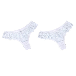 2Pcs/lot Women Sexy Lace Lingerie Temptation Low-waist Panties Embroidery Thong Transparent Hollow out Underwear Free shipping