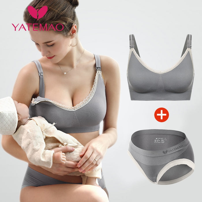 YATEMAO  Feeding Bra Sets Maternity Nursing Bra Pregnancy BreastFeeding Bra Soutien Gorge Allaitement Pregnancy Women Underwear
