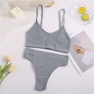 Women Seamless Tops Panties Set Soft Wireless Bra Set Comfortable Bralette Brazilian Underwear Suit Girls Fitness Tops