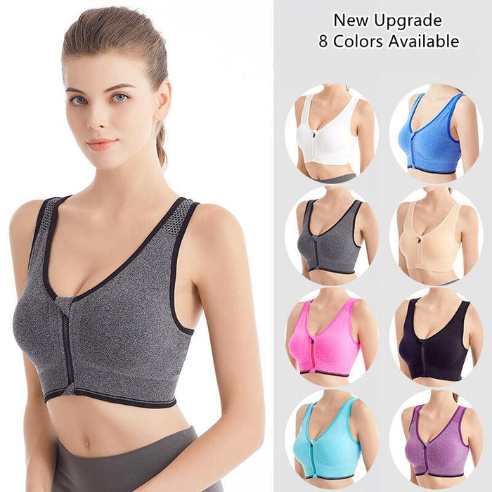 Front Zipper Sports Top Running Fitness Women&#39;s Bra Underwear Seamless Shockproof Brassiere Tops Breathable Sportswear Bralette