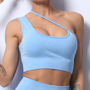 Women&#39;s One Shoulder Reinforced Bra Without Frame Women Seamless Sport Top Low Back Sports Top Fitness Tank Top Gym Clothing