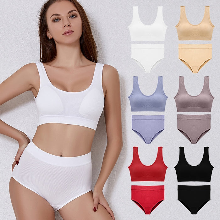 Seamless Wireless Bra Set Women Panties Underwear Set Basic Crop Tops Push Up Sports Lingerie Briefs Intimate New