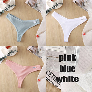 3PCS/Set Women&#39;s Panties G-string Thong Cotton Underwear Sexy Panties Female Underpants 6 Solid Color Pantys Intimates Lingerie