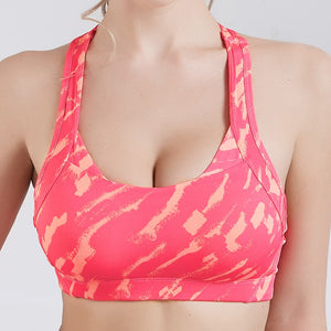 812 Breathable and Quick-drying Sports Bra Cross Back for Women Clothes Gym Fitness Shockproof Push Up Seamless Top