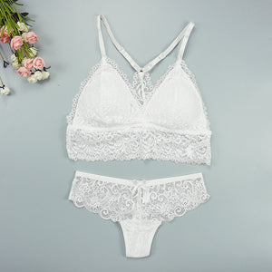 Bra Panty Set Sexy Panties Lace Lingerie Femme Underwear Push Up Thin 1/2 Triangle Cups Bralette Hollow Out Briefs Wholesale