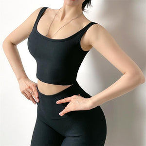 New Threaded Women&#39;s Tube Top Sports Bra Anti-shake Fitness Top Women Sports Underwear Sexy Yoga Tops For Girls 9 Colors