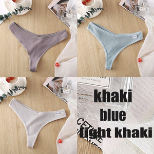 3PCS/Set Women&#39;s Panties G-string Thong Cotton Underwear Sexy Panties Female Underpants 6 Solid Color Pantys Intimates Lingerie