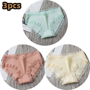 3PCS/lot Cotton Panties Women Comfortable Underwears Sexy Middle-Waisted Underpants Female Lingerie Big Size Ladies Briefs