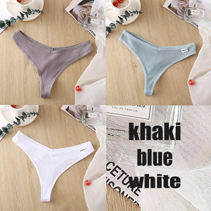 3PCS/Set Women&#39;s Panties G-string Thong Cotton Underwear Sexy Panties Female Underpants 6 Solid Color Pantys Intimates Lingerie