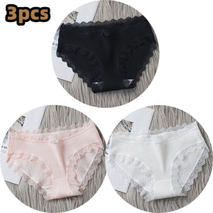 3PCS/lot Cotton Panties Women Comfortable Underwears Sexy Middle-Waisted Underpants Female Lingerie Big Size Ladies Briefs