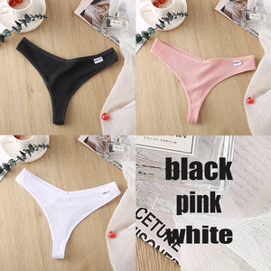 3PCS/Set Women&#39;s Panties G-string Thong Cotton Underwear Sexy Panties Female Underpants 6 Solid Color Pantys Intimates Lingerie