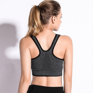 Front Zipper Sports Top Running Fitness Women&#39;s Bra Underwear Seamless Shockproof Brassiere Tops Breathable Sportswear Bralette