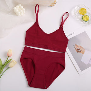 Women Seamless Tops Panties Set Soft Wireless Bra Set Comfortable Bralette Brazilian Underwear Suit Girls Fitness Tops