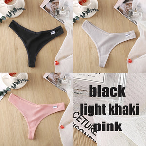 3PCS/Set Women&#39;s Panties G-string Thong Cotton Underwear Sexy Panties Female Underpants 6 Solid Color Pantys Intimates Lingerie