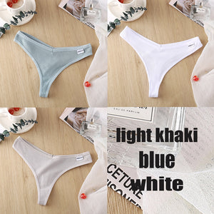 3PCS/Set Women&#39;s Panties G-string Thong Cotton Underwear Sexy Panties Female Underpants 6 Solid Color Pantys Intimates Lingerie