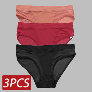 3PCS Seamless Hollow Out Women&#39;s Panties Women Briefs Transparent Low Waist Underwear Breathable Female Underpants Pantys M-2XL