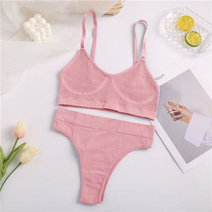 Women Seamless Tops Panties Set Soft Wireless Bra Set Comfortable Bralette Brazilian Underwear Suit Girls Fitness Tops