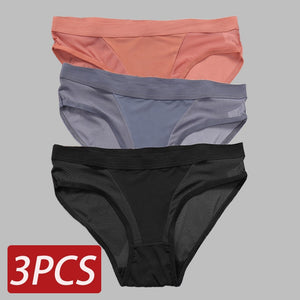 3PCS Seamless Hollow Out Women&#39;s Panties Women Briefs Transparent Low Waist Underwear Breathable Female Underpants Pantys M-2XL